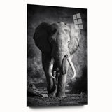 Acrylic wall art featuring a side view of a majestic elephant, showcasing intricate details and vibrant colors, ideal for wildlife enthusiasts and home decor.