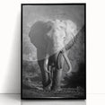 Framed wall art featuring a striking black acrylic design of an elephant, showcasing intricate details and textures, perfect for wildlife enthusiasts and home decor.
