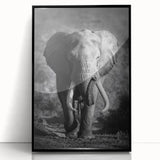 Framed wall art featuring a striking black acrylic design of an elephant, showcasing intricate details and textures, perfect for wildlife enthusiasts and home decor.
