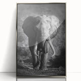 Framed acrylic wall art featuring a striking design of an elephant, capturing its majestic presence with vibrant colors and intricate details, ideal for wildlife enthusiasts.