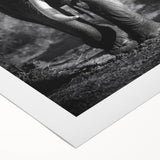 Vibrant rolled canvas featuring a striking elephant design, showcasing intricate details and rich colors, perfect for wildlife art enthusiasts and home decor.