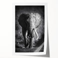 Vibrant rolled print featuring an intricate elephant design, showcasing detailed textures and earthy colors, ideal for enhancing home decor with wildlife art.