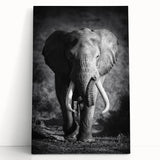 Elephant-themed stretched canvas wall art featuring a vibrant, colorful design, showcasing intricate details and textures, perfect for wildlife enthusiasts' decor.