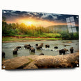 Elegant acrylic glass wall art showcasing a side view of a majestic elephant, ideal for wildlife enthusiasts, featuring intricate details and vibrant colors. Perfect for home decor or as a gift, this piece highlights the beauty of nature and animal conservation.