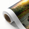 Rolled canvas showcasing a vibrant African elephant design, featuring intricate details and rich colors, ideal for wildlife enthusiasts and home decor.