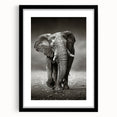 Elephant-themed wall art framed in black, showcasing intricate details and textures, perfect for wildlife enthusiasts and modern decor. Ideal for elevating any space.