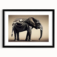 Framed wall art showcasing a majestic elephant design in a black frame, featuring a mat for added elegance, perfect for wildlife enthusiasts' home decor.