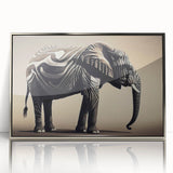 Framed acrylic wall art featuring a striking silver-toned elephant design, showcasing intricate details and textures, perfect for adding elegance to any modern decor.