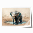 Elephant-themed wall art print showcasing a vibrant, hand-drawn design featuring intricate details and earthy tones, perfect for wildlife enthusiasts and home decor.