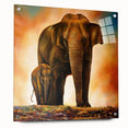 Acrylic wall art collection showcasing a detailed side view of an elephant design, featuring vibrant colors and intricate features, perfect for wildlife enthusiasts and modern decor.