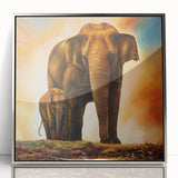 Framed wall art featuring a stunning elephant design in silver acrylic, showcasing intricate details and vibrant colors, ideal for wildlife enthusiasts and home decor.