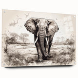 Acrylic wall art showcasing a vibrant side view of an elephant, featuring intricate details and textures, perfect for animal lovers and home decor enthusiasts.