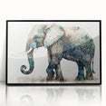 Framed wall art featuring a striking black and white elephant design, showcasing intricate details and textures, perfect for wildlife enthusiasts and modern decor.