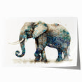 Elephant-themed wall art print showcasing a vibrant, abstract design featuring intricate patterns and colors, perfect for animal lovers and home decor enthusiasts. The rolled canvas is designed to add a touch of wildlife elegance to any space.