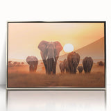 Framed wall art showcasing a stunning silver-accented elephant design, perfect for wildlife enthusiasts, adding elegance to any modern decor.