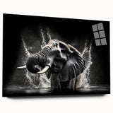 Acrylic wall art display showcasing a side view of a majestic elephant in a vibrant, colorful design, perfect for wildlife enthusiasts and home decor.