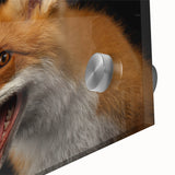 Close-up of a striking acrylic glass wall art featuring a vibrant fox design, showcasing intricate details and rich colors that capture the beauty of wildlife. Ideal for enhancing any modern living space or office decor.