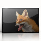 Framed wall art featuring a striking black and white fox design, showcasing intricate details and modern aesthetics, ideal for animal lovers and home decor enthusiasts.
