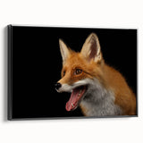 Framed canvas wall art featuring a sleek black fox design, showcasing vibrant colors and intricate details, perfect for adding a modern touch to home decor.