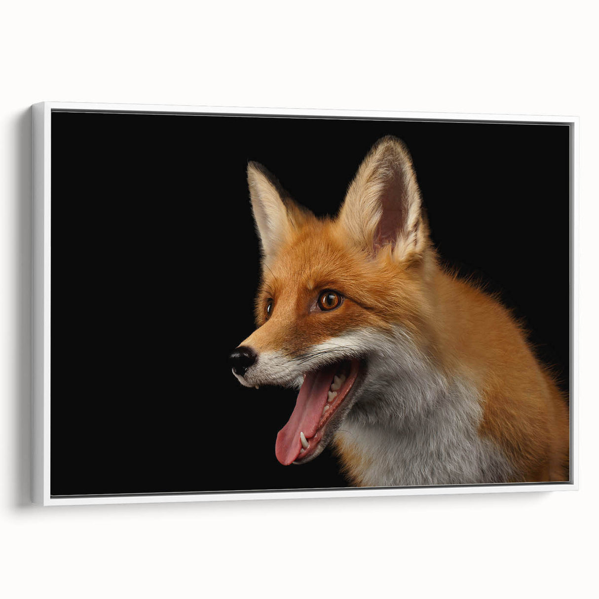 Framed canvas wall art showcasing a vibrant fox design with intricate details, set against a white background, perfect for animal lovers and home decor.