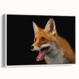 Framed canvas wall art showcasing a vibrant fox design with intricate details, set against a white background, perfect for animal lovers and home decor.