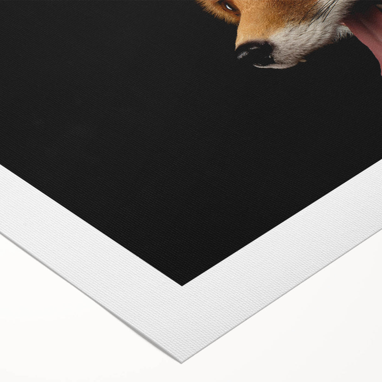 Vibrant rolled canvas art depicting a stylized fox design, showcasing intricate details and warm colors, perfect for wildlife enthusiasts and home decor.