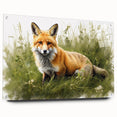 Stylish acrylic wall art featuring a side view of a fox design from the 'Animals of the Wild' collection, displayed with pins against a neutral background, perfect for animal lovers' decor.