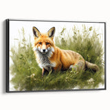 Framed wall art showcasing a striking fox design from the 'Animals A Wild Life' collection, featuring a black frame and a side view angle, perfect for nature-themed decor.