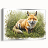 Framed canvas wall art featuring a side view of a stylized fox design, set against a white background, perfect for animal lovers and modern decor enthusiasts.