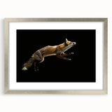 Framed wall art showcasing a vibrant fox design, featuring intricate details and a silver frame with matting, perfect for animal lovers and home decor enthusiasts.