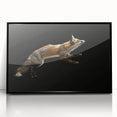 Framed acrylic wall art featuring a striking fox design in vibrant colors, showcasing a black frame with a sleek front view, perfect for wildlife enthusiasts.