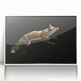 Framed acrylic wall art featuring a striking fox design, set against a white background, perfect for adding a touch of wildlife-inspired decor to any room.