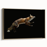 Framed canvas wall art featuring a stylish fox design in a gold frame, showcasing intricate details and vibrant colors, perfect for adding a modern touch to home decor.