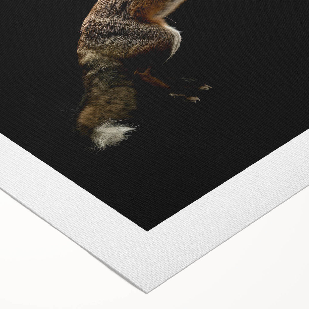 Vibrant rolled canvas artwork showcasing a stylized fox design, perfect for animal lovers and nature enthusiasts, ideal for home or office decor.