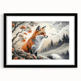 Framed wall art featuring a striking fox design from the Animals A Wild Life collection, with a matte black frame, enhancing any modern decor.