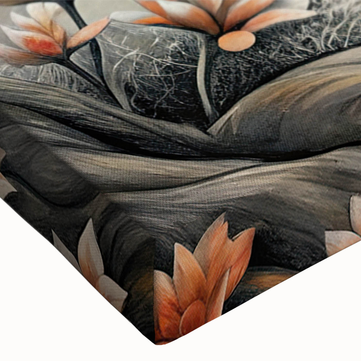 Close-up of a vibrant stretched canvas featuring a striking fox design from the "Animals of the Wild" collection, showcasing intricate details and rich colors, ideal for nature lovers' home decor.