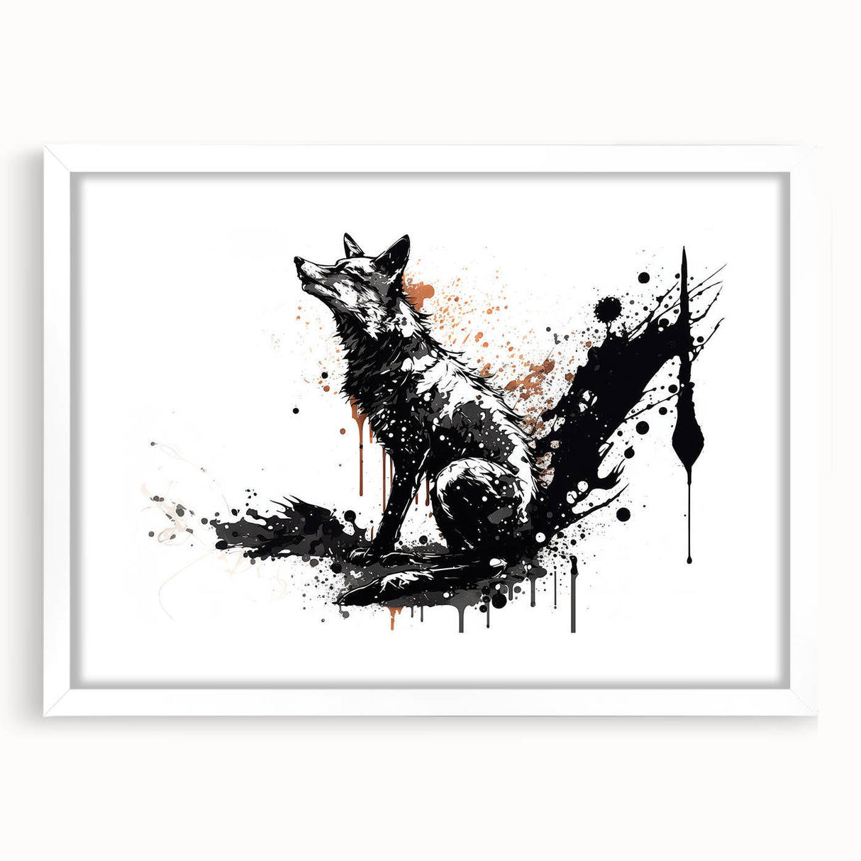 Framed wall art featuring a beautifully designed fox illustration, showcasing vibrant colors and intricate details, perfect for animal lovers and home decor enthusiasts.