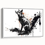 Framed canvas wall art featuring a striking side view of a fox design in a wild nature setting, showcasing detailed fur textures and vibrant colors against a white background. Ideal for animal lovers and modern home decor.
