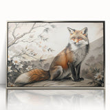 Framed acrylic wall art featuring a striking fox design from the Animals A Wild Life collection, showcasing vibrant colors and modern silver framing for a stylish accent.
