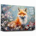 Side view of a sleek acrylic glass wall art piece featuring a vibrant fox design, showcasing intricate details and vivid colors, perfect for modern decor.