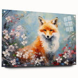Side view of a sleek acrylic glass wall art piece featuring a vibrant fox design, showcasing intricate details and vivid colors, perfect for modern decor.