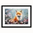 Framed wall art featuring a black mat and a striking fox design, showcasing intricate details in a wild-life theme, perfect for nature-inspired decor.