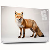 Vibrant acrylic glass wall art featuring a striking side view of a fox, showcasing detailed fur textures and vivid colors, ideal for animal lovers and home decor enthusiasts.