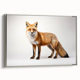 Framed canvas wall art showcasing a stylized silver fox design, set against a textured background, ideal for adding a modern wildlife touch to home decor.