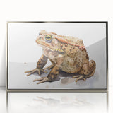 Framed wall art featuring a vibrant frog design in acrylic, showcasing intricate details and a sleek silver frame, ideal for nature and wildlife decor.