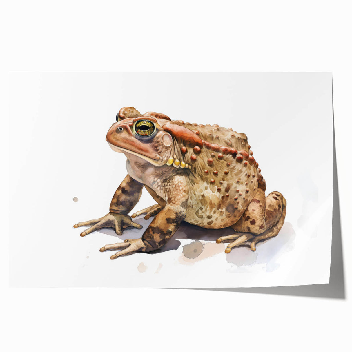Vibrant wall art featuring a whimsical frog design, perfect for nature lovers; rolled canvas print showcasing intricate details and bold colors for home decor.