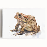 Vibrant stretched canvas wall art featuring a whimsical frog design in a lush green setting, ideal for nature lovers and home decor enthusiasts.