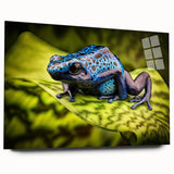 Vibrant acrylic glass wall art showcasing a colorful frog design from the Animals A Wild Life collection, ideal for nature-themed decor in modern settings.