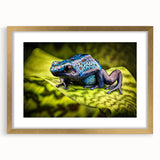 Framed wall art featuring a vibrant frog design in gold with a mat, showcasing a unique wildlife theme perfect for animal lovers and home decor enthusiasts.