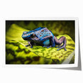 Vibrant wall art print showcasing a colorful frog design, perfect for animal lovers and nature enthusiasts, rolled for easy display and storage.